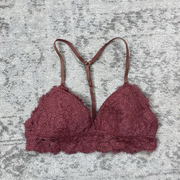 Aerie Bralette Floral Lace Red Bralette Women’s Adjustable Straps Size Small - Picture 1 of 4